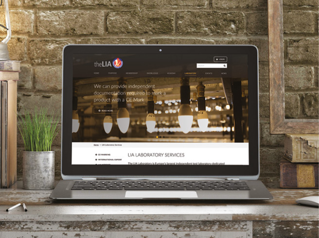Lighting Industry Association (LIA) website shown on laptop screen
