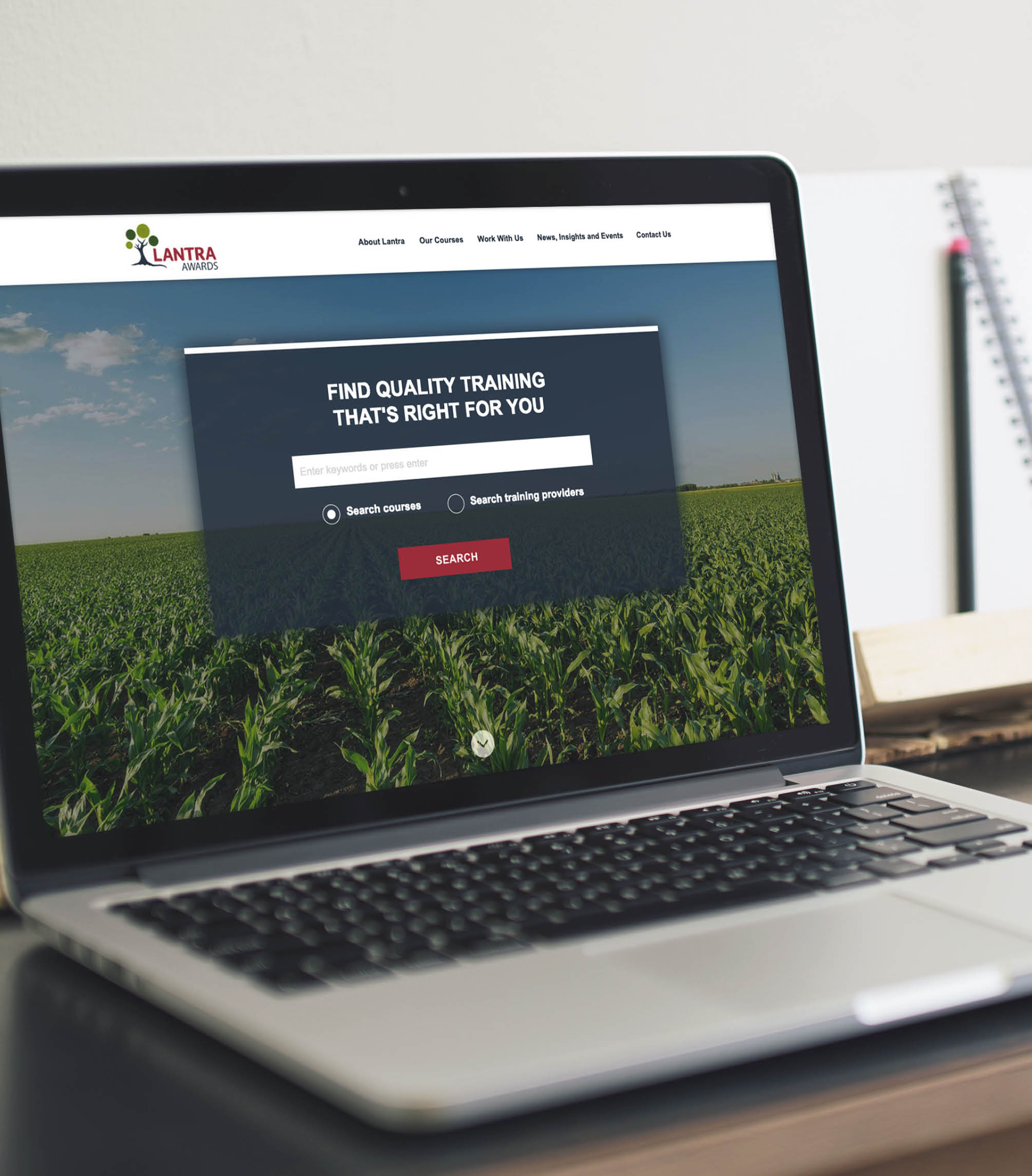 Lantra website on desktop