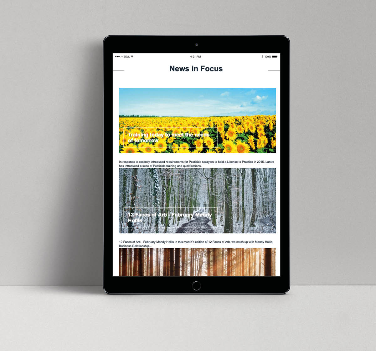 Lantra website on tablet