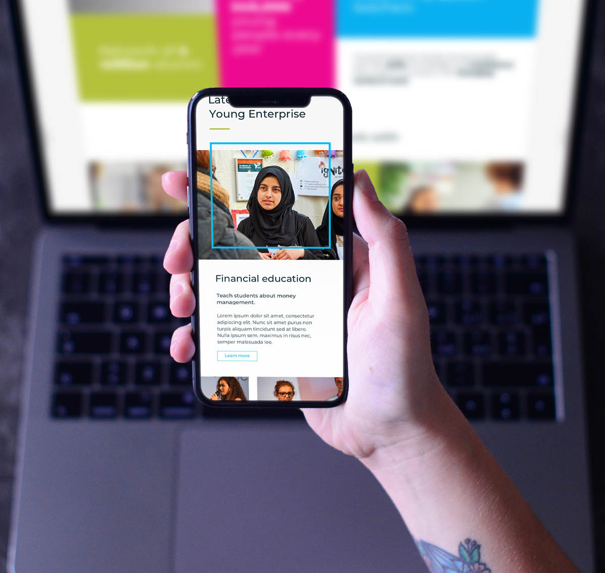 Young Enterprise website on mobile