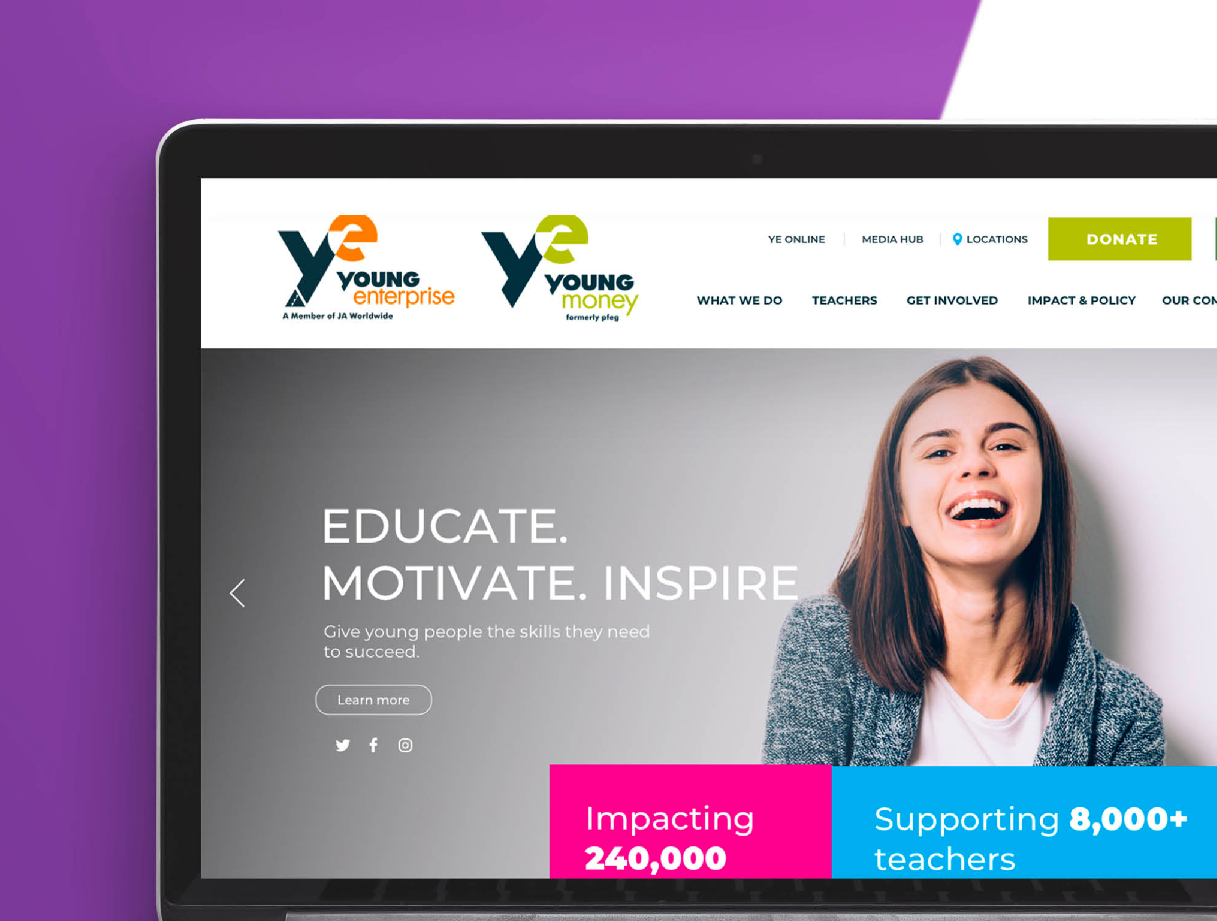 Young Enterprise website on a laptop