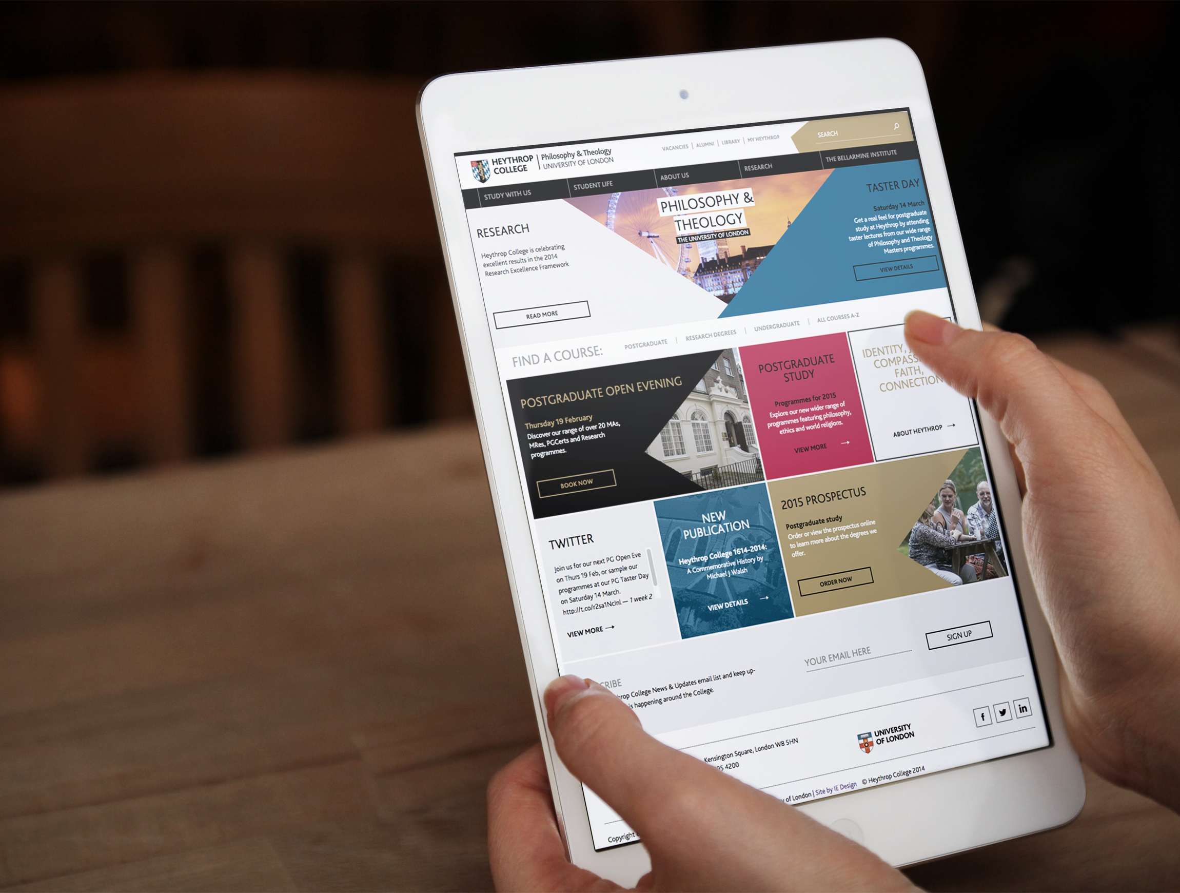 HeyThrop College University website on ipad