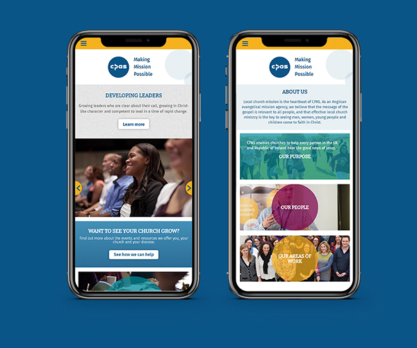 CPAS website shown on two mobile screens 