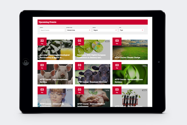 IFST events page shown on a tablet