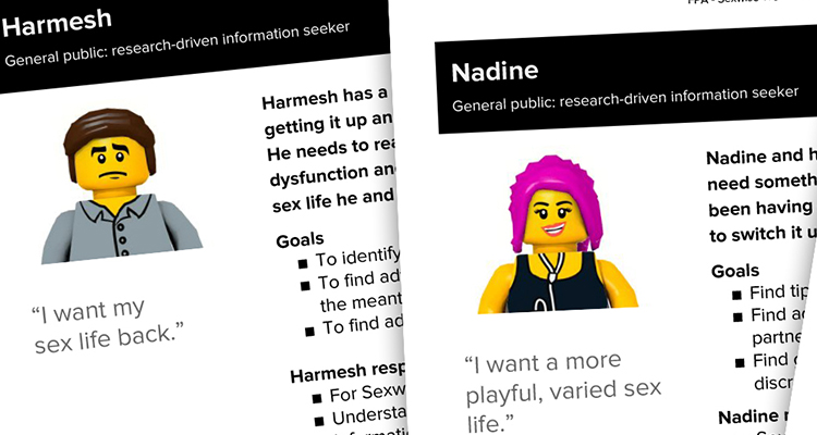 User personas developed for sexual health charity Sexwise