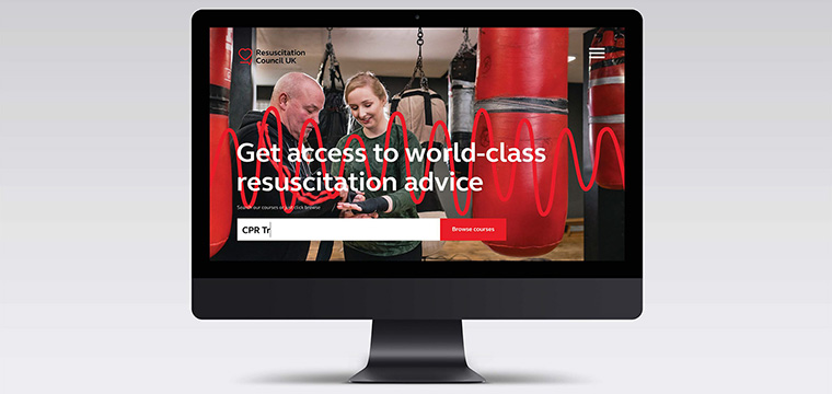 New Resuscitation Council UK website shown on a desktop monitor 