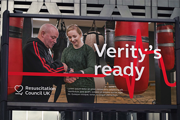 Resuscitation Council UK advert showing a girl and her boxing instructor, with tagline 'Verity's Ready'