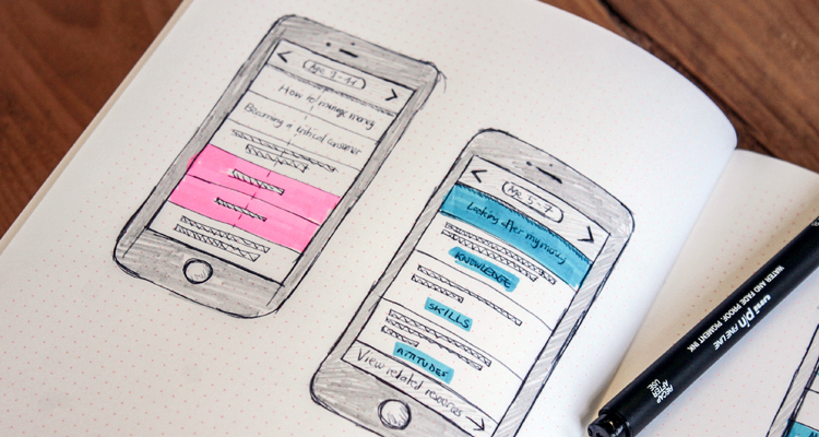 Sketches of a proposed mobile solution for charity pfeg