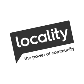 Locality logo in grey with strapline beneath "The power of community"
