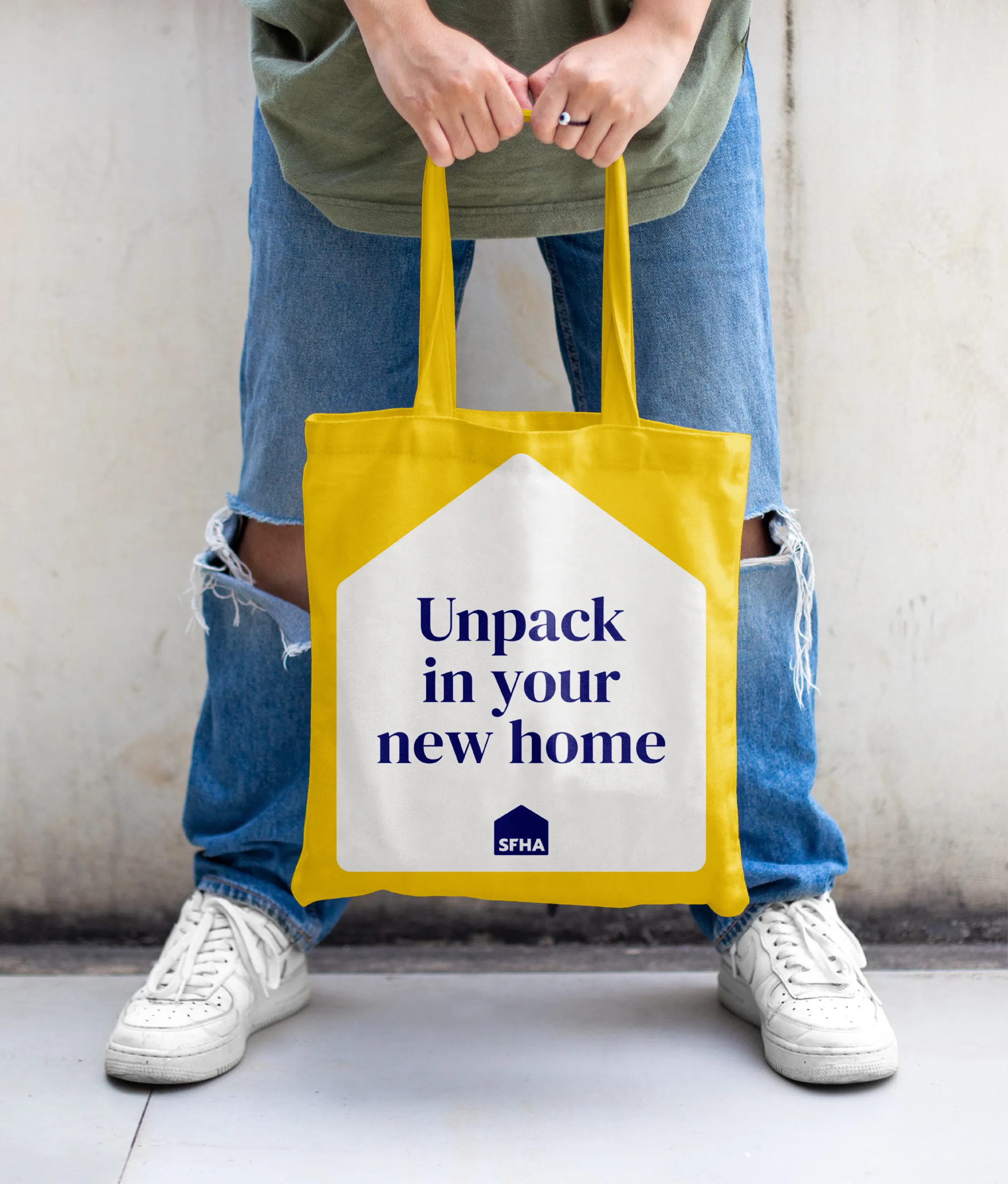 SFHA yellow tote bag
