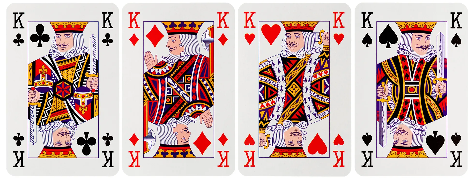 Four playing cards showing the Kings of the four suits, representing how visual regression testing can be used in website testing